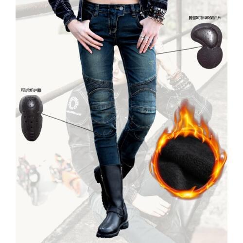 Uglybros Featherbed 02 Winter Warm motorcycle jeans Womens Motorcycle Pants pantalon moto size 25 26 27