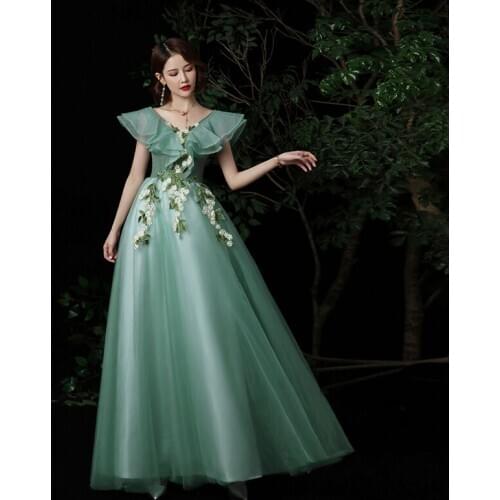 Evening Dresses 2020 New Party Prom Formal Evening Dress Sexy V-neck Sleeveless Floor-length Lace Robe De Soiree Plus Size