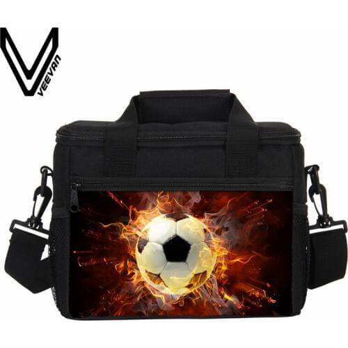 VEEVANV Fire Skull Printed Lunch Box Insulated Thermal Lunch Bag Men Food Picnic Cooler Bag Storage Container Case Women Handbag
