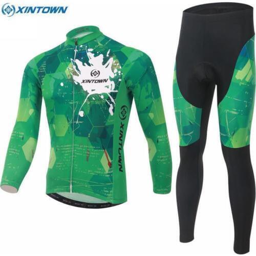 XINTOWN Cycling Team Men Clothing Bike Ropa Ciclismo Bicycle Long Sleeve Jersey&(BIB) Pant Sets Polyester