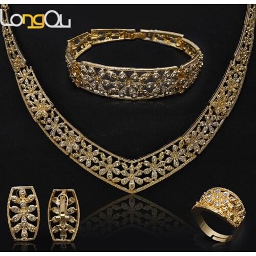 Longqu Dubai gold color jewelry sets Nigerian wedding woman accessories jewelry set fashion African Beads jewelry set Wholesale