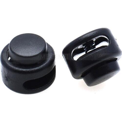 100pcs High quality Plastic Cord Lock Toggle Stopper Toggle Clip Cord Buckle Backpack Accessories Black