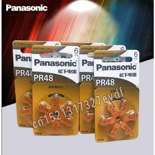 30PCS/PACK Original Panasonic PR48 Hearing Aid Batteries 7.9MM*5.4MM 13 A13 Deaf-aid Acousticon Cochlear Button Cell Batteries