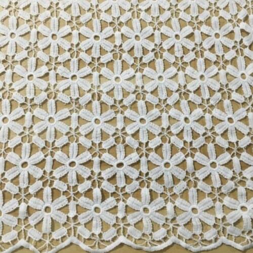 5yards White Floral African Water Soluble Lace Fabrics 2018 High Quality African Guipure Cord Lace Fabric For Wedding Dresses