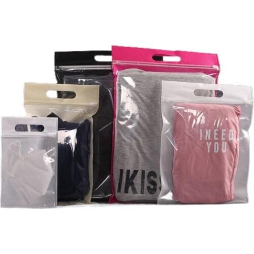 50pcs/lot Hand Loop-6colors Nonwoven Zipper lock Gift Travel Transparent Handbag Clothes Packaging Bags Wedding Favors
