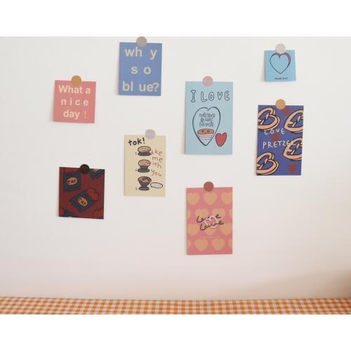 8 Sheets Cake Birthday Card Set Color Creative Heart-shaped English Double Sided Postcard Diy Background Decoration Gift Card