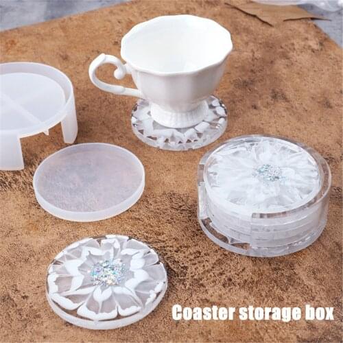 9cm Round Square Coaster Silicone Mold Diy Epoxy Resin Coaster Storage Box Resin Mold Handmade Crystal Coasters Casting Molds