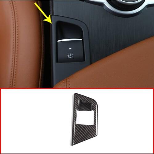 Carbon Fiber Car Interior P Button Electronic Handbrake Frame Cover Trim for Alfa Romeo Giulia 2016-2018 Car Accessories