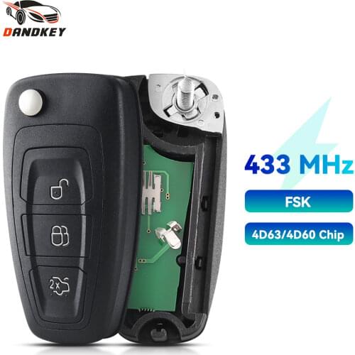 Dandkey Car Remote Flip Key 3 Buttons 434mhz FSK For Ford Mondeo Focus C-Max S-Max 2011 2012 2013 2014 Fob HU101 Blade No Chip