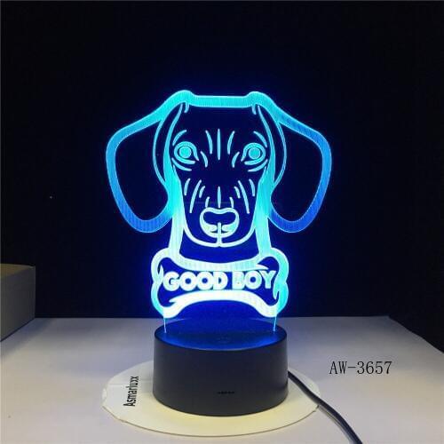 Beagle Basset Hound Pug puppy Dog Doggy 3D LED Night light RGB USB lamp 7 Color Change Boy Kid Girl RC Gift Toy AW-3657