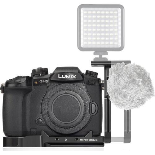 GH5 Quick Release Plate L Type Bracket with Cold Shoe Extension adjustment for Panasonic Lumix GH5/GH5S Half Cage Vlog Video Rig