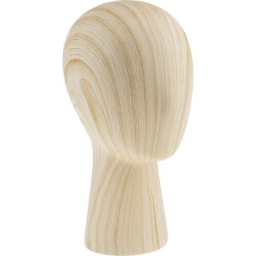 Wood Grain Fiberglass Mannequin Manikin Head Model Wigs Cap Hat Display