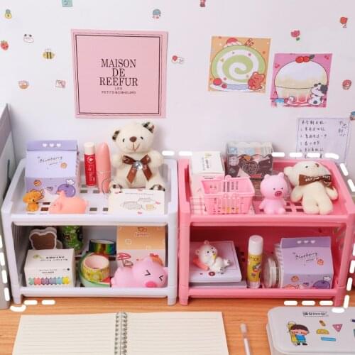 Double Fold Storage Shelf Simple Desktop Storage Shelf Desk Accessorie Organizer