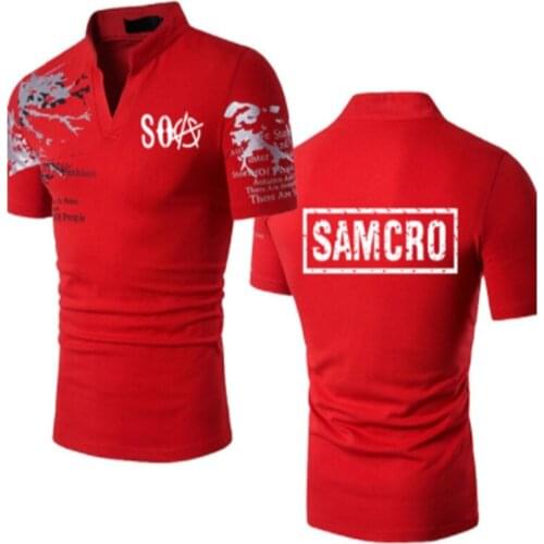 Summer Stand-up collar Printed Mens T-Shirt Soa Soasons Anarchy car logo cotton Casual tees short sleeve Harajuku Tees