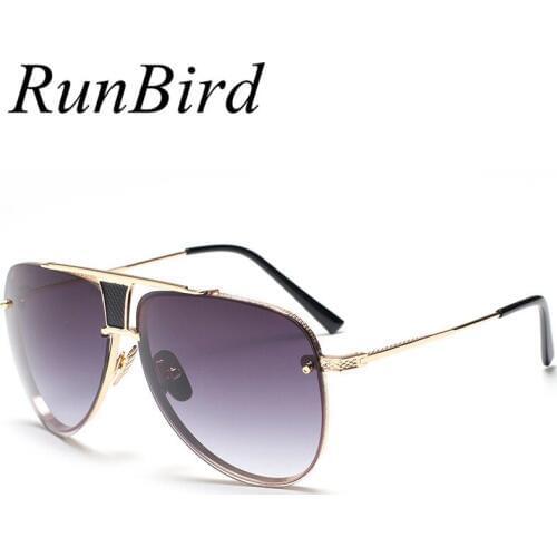 Runbird Square Sunglasses Men Luxury Brand Designer Metal Frame UV400 Women Sun Glasses Male High Quality Oculos De sol R560