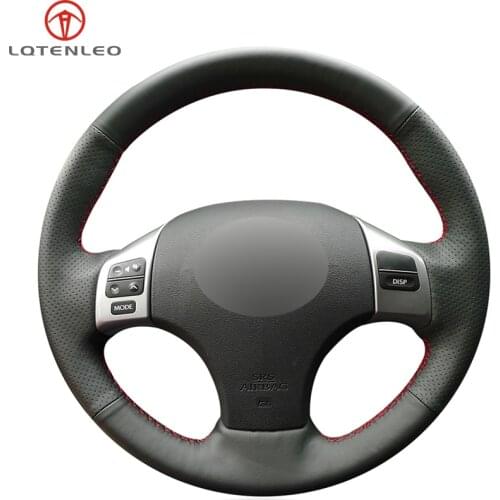 LQTENLEO Black Genuine Leather Sew Car Steering Wheel Cover For Lexus IS IS250 IS250C IS300 IS300C IS350 IS350C F SPORT