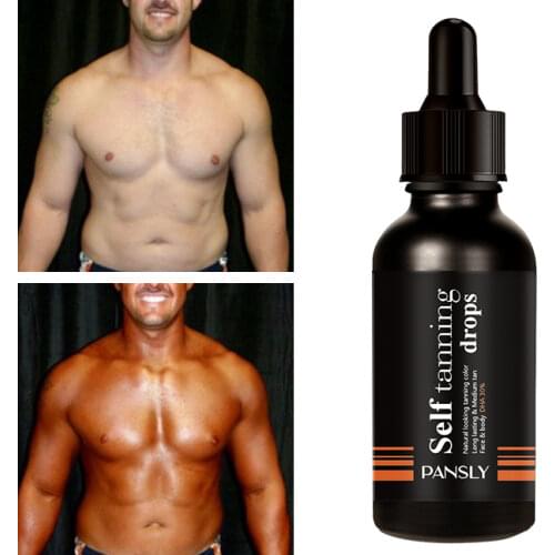 Natural Face Tan Drops Sun Tanning Oil Liquid Dark Self Tanning Serum Drops for Face Body Fake Bake Indoor Tanning Bed Lotion