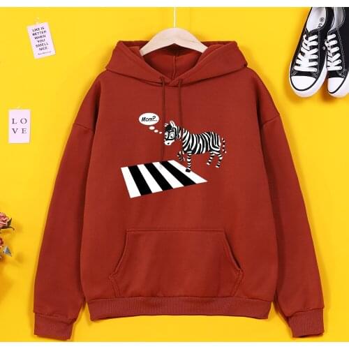 Little Zebra Print Female Hoodie Cartoon Harajuku Hoodies For Women Punk Aesthetics Sweatshirt Woman Fashion Casual Streetwear