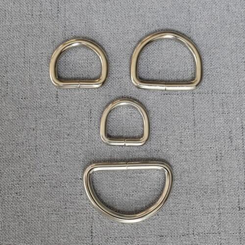 50 Metal Clasps 15mm 20mm 25mm 32mm Silver D Ring For Bag Accessory Belt Loop Hardware Pet Dog Collar Garment Backpack