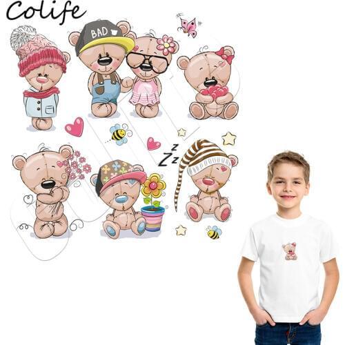 Kawaii Bear Stickers For Clothing Environment Friendly Washable Patches On Clothing Jumpsuit DIY Custom Accessory Parches