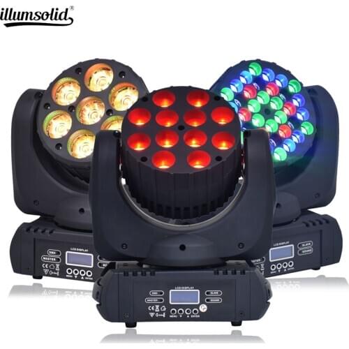 Washlight Moving Head With an Incredible 7X12 Watt 12X12 Watt and 36X3 Watt LED RGBW Power an DMX Control With 16 Channels