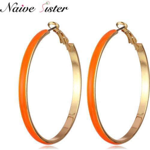 Fashion Big Round Hoop Earring Women Long Dangle Jewelry Multi Color Drop Earing Christmas Gift Girls Blue Red White Simple