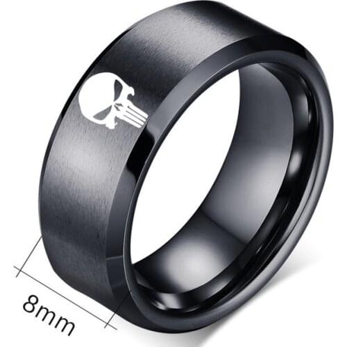 MOREDEAR 8mm Titanium Skull Ring For Men and Women Punisher