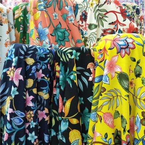 Hawaiian Style Impenetrable Floral Print Fabric Fashion Light Luxury Shirt Holiday Dress Ribbons Apparel Fabric Sewing