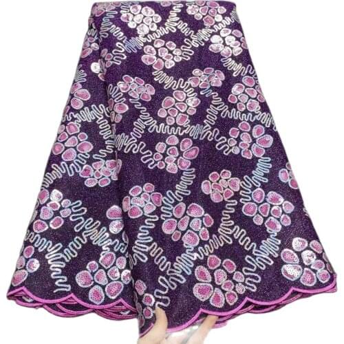 Wholesale African Lace Fabric 5 Yards Luxury Multicolor Double Mesh Sequins Net Lace Material Nigerian Celebrant Dress Fabrics