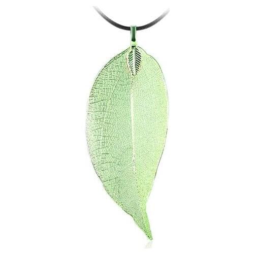 New Arrival True Tree LeafPendant Necklace for Women Green Blue Natural Leaf Leather Real Leaves Rope Chain Pendant Necklace