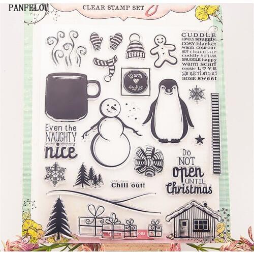 PANFELOU Penguins snowman Transparent Silicone Rubber Clear Stamps cartoon for Scrapbooking/DIY Easter wedding album