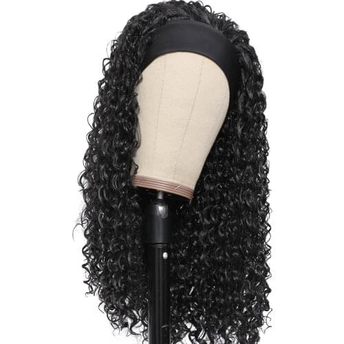 Deep Wave Headband Wig for Black Women Synthetic Hair Wigs Glueless Head Band Wigs for Daily Wear