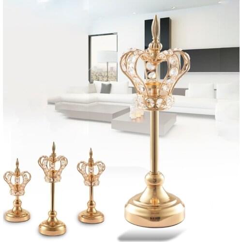 Crown Candle Holder Stand Retro Plating Iron Art Candlestick Handcrafts Tabletop Ornaments for Wedding Party Home Decor
