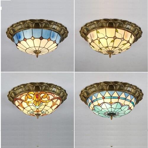 Tiffany Ceiling Lamp Living Room Bedroom European-style Retro Circular Tiffany Lamp Corridor Corridor Balcony LED Lamp