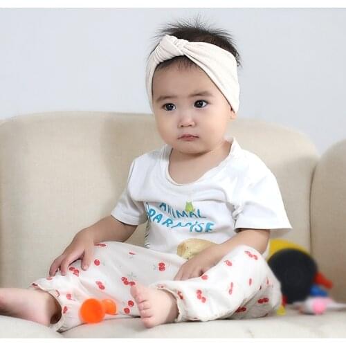 17*7.5 CM Soft Comfortable Knitting Striped Headband Solid Color Knotted Elastic Hairband Baby Headwear Kids Hair Accessories
