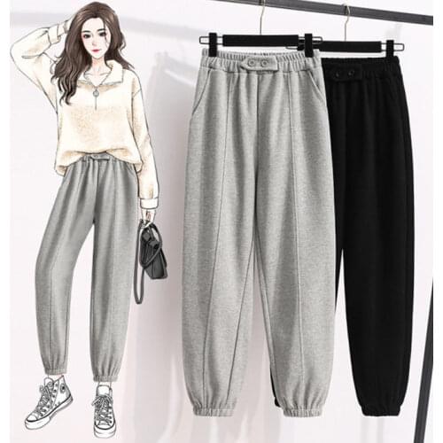 Gray Sweatpants for Women 2021 New Baggy Fashion Oversize Sports Pants Balck Trousers Female Joggers Streetwear