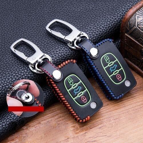Luminous leather Car Key Case For Peugeot 107 206 207 208 306 307 301 308S 407 2008 3008 4008 5008 RCZ For Citroen C2 C3 C4 C5