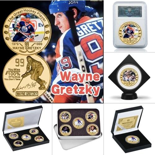 The Great One Canadian Ice Hockey Player Gold Plated Commemorative Coins Collectible Sports Challenge Coin Souvenir Gift for Man