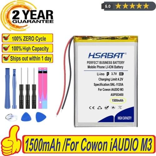 Top Brand 100% New 1500mAh Battery for Cowon iAUDIO M3 X5 / M5 20GB / PPCW0401 PPCW0504 Batteries