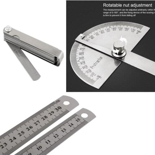 180 Degrees Protractor Angle Meter Goniometer Stainless Steel Measuring Rulers Metal Angle Finder Measurement Woodworking Tools