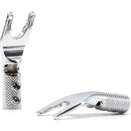 Pure copper Y Spade Connector plug,Rhodium Plated Fork Connectors plug,Loudspeaker Cable Connector Plug ,Speaker Cable Jack*8