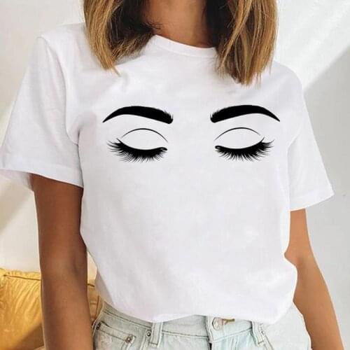 Women Printing New Cute Funny Make Up 2021 Female Short Sleeve Cartoon Print Ladies Tees Tshirt Clothes Tops Graphic T-Shirt
