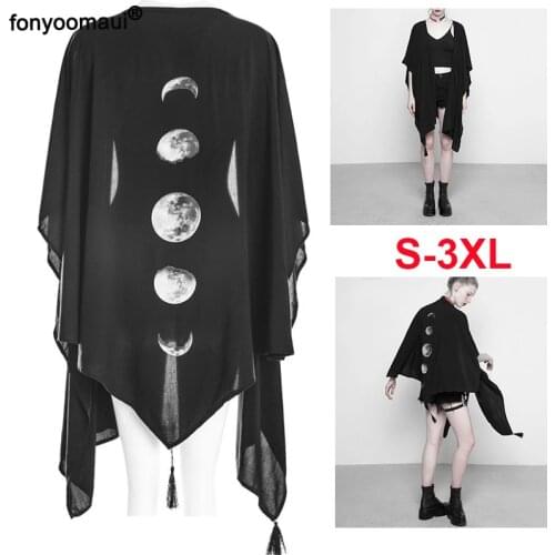 Medieval Vintage Witch Gothic Asymmetrical Cardigan Cape Coat Adult Women Halloween Party Gown Cloak Black Femme