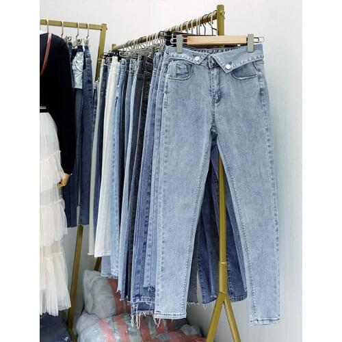 Womens High-Waist Slim Fit Pants Pencil Jeans