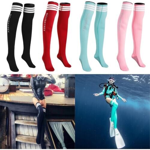 Women Wetsuit 1.5mm Long Diving Sock Warm Non-Slip Stocking Boot Water Shoes Snorkeling Surfing Neoprene Water Shoes Dive Gear