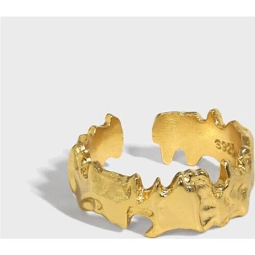 VENTFILLE 925 Sterling Silver European and American Style Irregular Surface Texture Bump Design Simple Female Ring