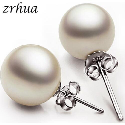 ZRHUA AAAA High Quality Pearl Earrings Classic Wedding Jewelry Trendy 925 Silver Stud Earring for Women Party Christmas Gifts