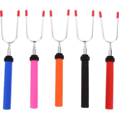 1Pcs Stainless Steel Roasting Stick Telescoping BBQ Fork Roasting Sticks Marshmallow Hot Dog Smore Skewers Steel