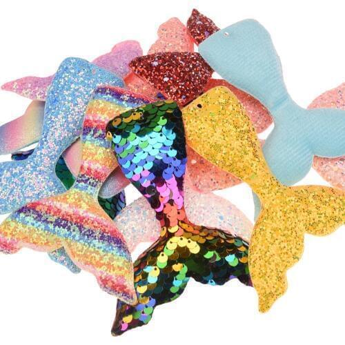 100pcs Mermaid Tail Pendant 9cm*10cm Mermaid Accessory Hair Flower Boutique Hair Accessories No Hairclip Hair bows