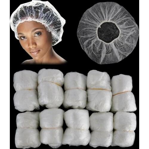 100pcs Salon Hotel Disposable one-off Clear Spa Hair Elastic Shower Bathing Caps